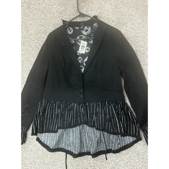 Torrid Nightmare Before Christmas Jack Skellington Ruffle Hem Black Jacket Sz L - Picture 1 of 7